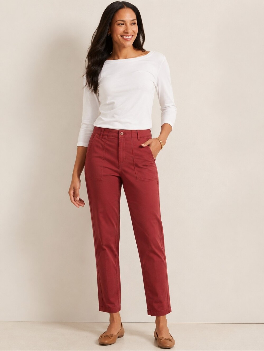 ❤️ TALBOTS HIGH RISE RED SLIM CARGO PANTS, 4 (27)